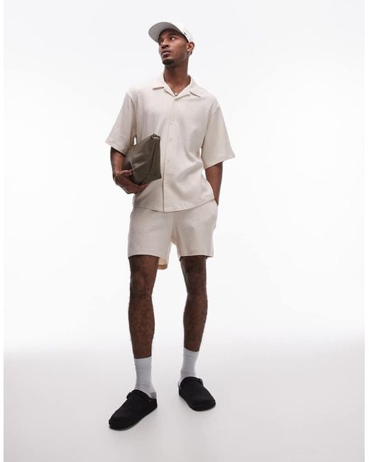 Topman White Oversized Fit Waffle Short for men
