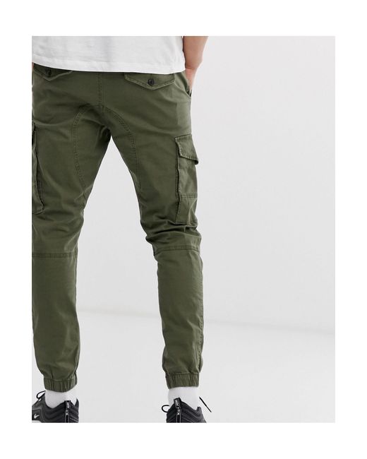 Intelligence - pantaloni cargo verdi con fondo elasticizzatoJack \u0026 Jones in  Denim da Uomo colore Verde | Lyst