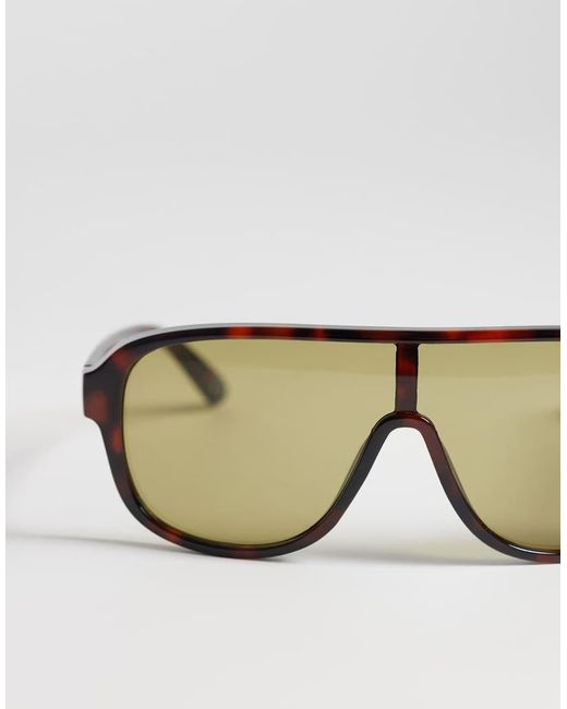 ASOS Natural Tort Wrap Aviator Sunglasses With Lens