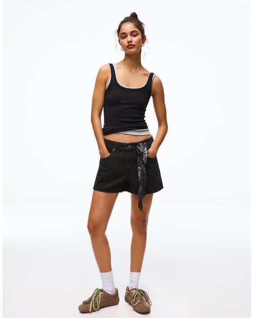 Bershka Black '90s Denim Shorts