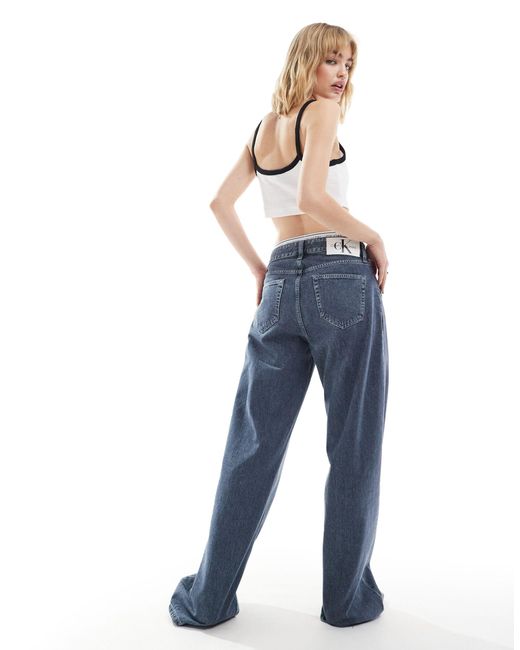 Calvin Klein Blue Unisex 90s Loose Multi-pleated Jeans