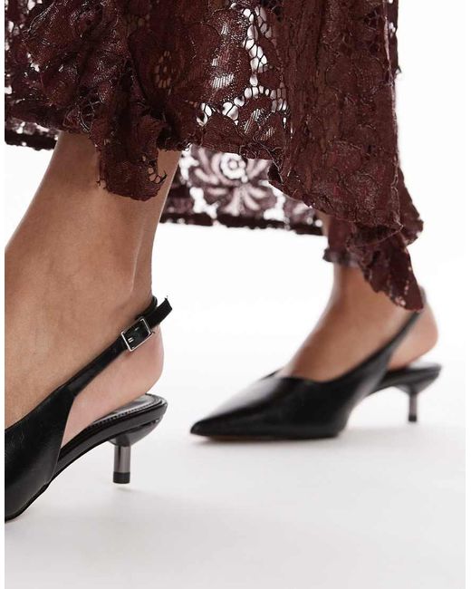 TOPSHOP Purple Ellie Slingback Mid Heel Court Shoes