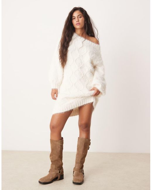fluffy knitted dress Heyays Blue Plush Knit Dress