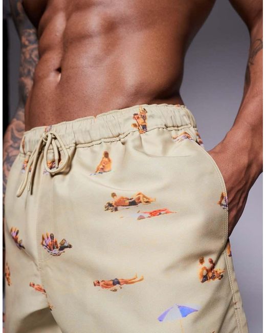 ASOS Korte Zwemshort Met Strandprint in het Multicolor voor heren