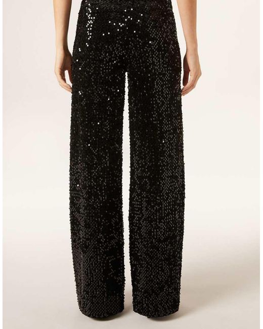 Calzedonia Black Velvet And Sequin Palazzo Trousers
