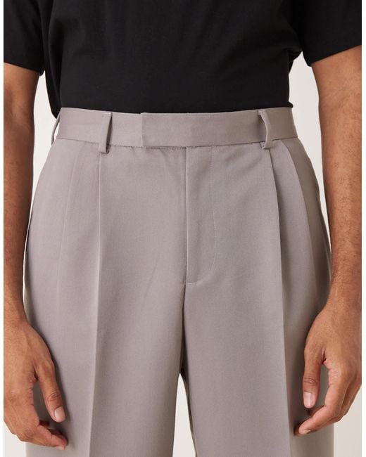 ASOS Brown Smart Wide Leg Trousers With Double Pleats for men
