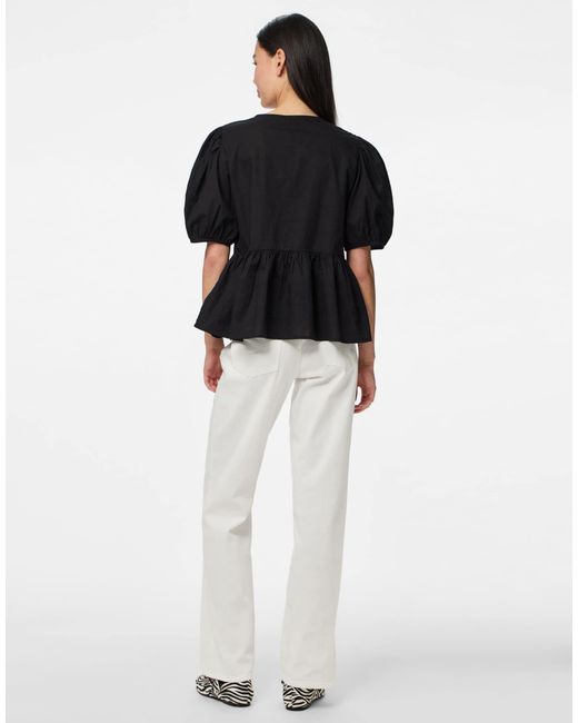 Top à manches bouffantes Pieces en coloris Black