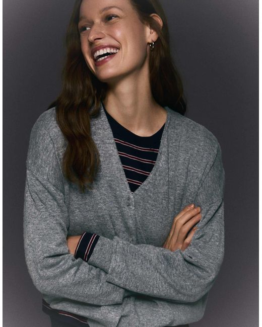 Bershka Gray – basic-strickjacke