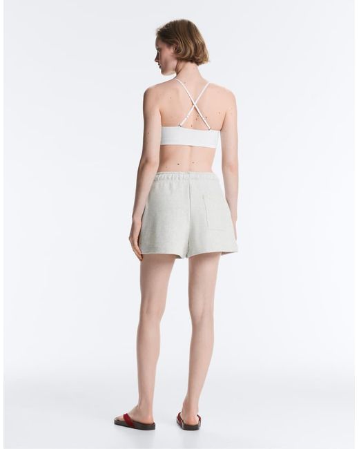Oysho Gray Cotton Blend Fleece Shorts