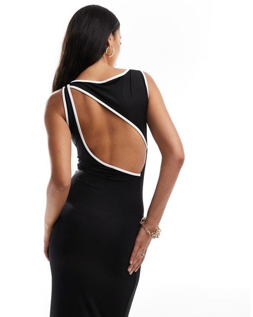 ASOS Black Contrast Binding Maxi Dress With Cut Out