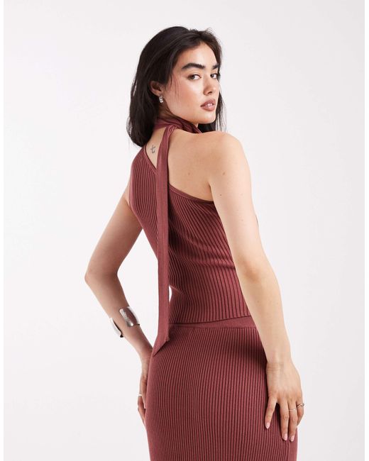 4th & Reckless Red – asymmetrisch geschnittenes oberteil aus rippstrick