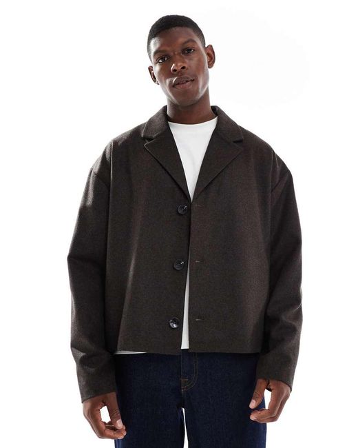 ASOS Jas Met Wollook in het Black voor heren