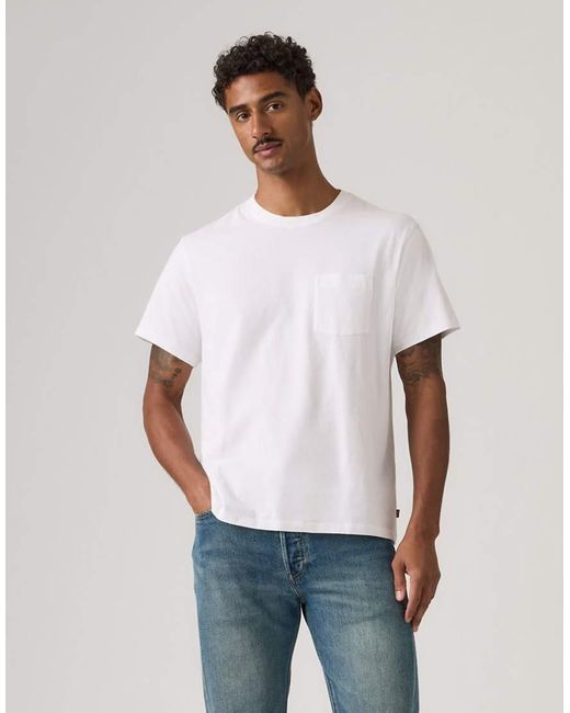 T-Shirt Basic Bianca Con Tasca di Levi's in White da Uomo