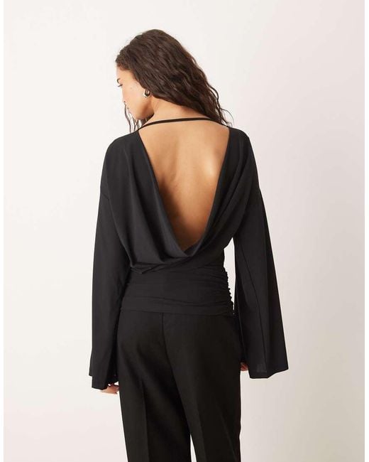 Gina Tricot Black Draped Back Blouse