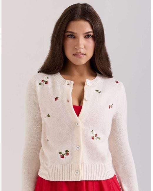 House Of Cb Evelina Wool Embroidered Cardigan