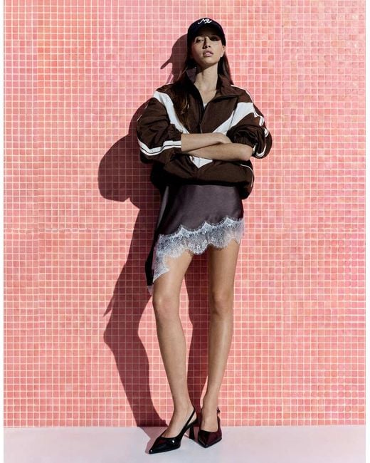 Bershka Brown Lace Pareo Skirt