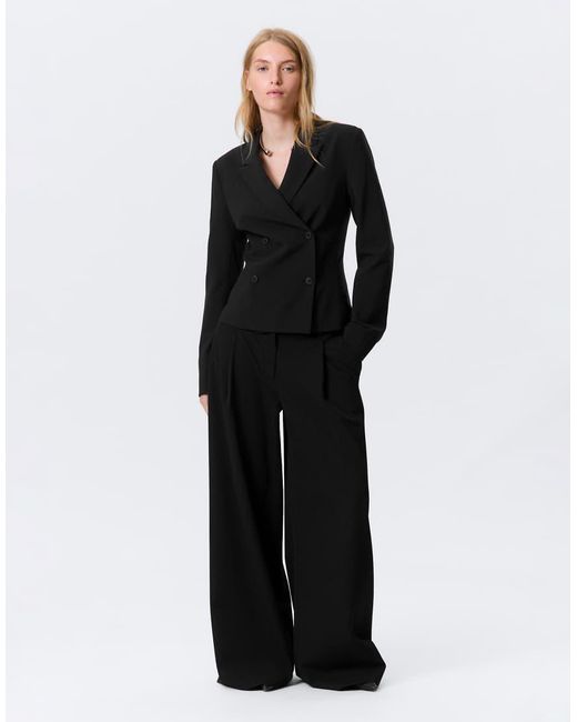 Weekday Black Slim Fit Double Breasted Blazer