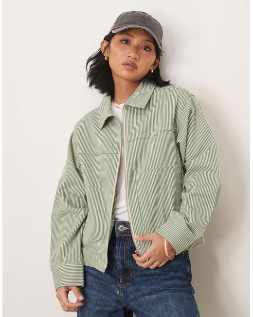 ASOS Green Asos Design Petite Twill Top Collar Jacket