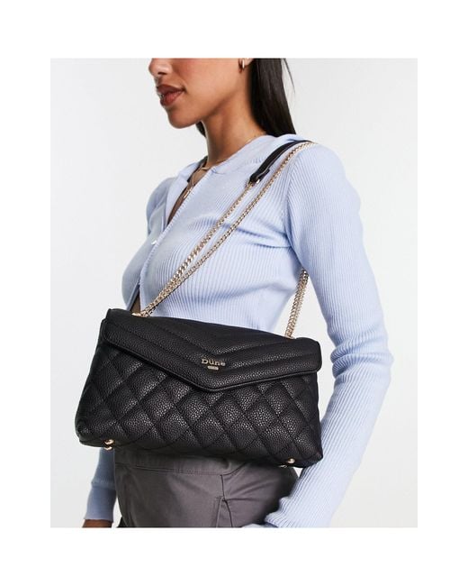 Dune White Diamond Quilt Shoulder Bag With Chain Strap