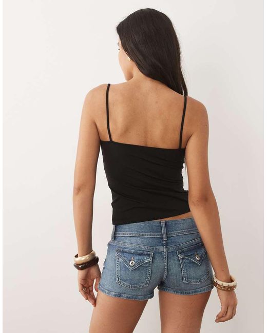 Mango Blue Polyamide Strappy Cami Top