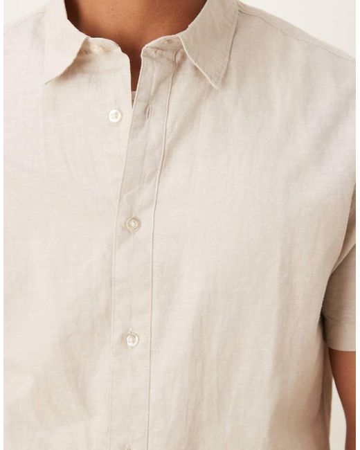 SELECTED Natural Linen Blend Short Sleeve Shirt for men