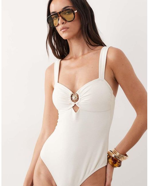 Accessorize Natural Cutout Swimsuit