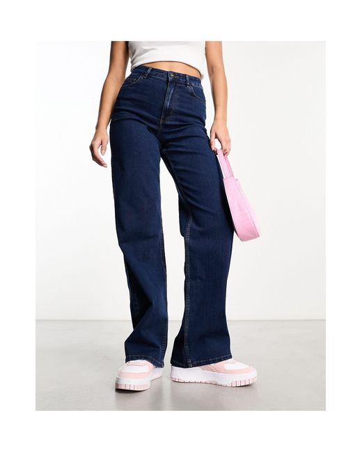 Pieces peggy High Waisted Wide Leg Jeans in Blue | Lyst
