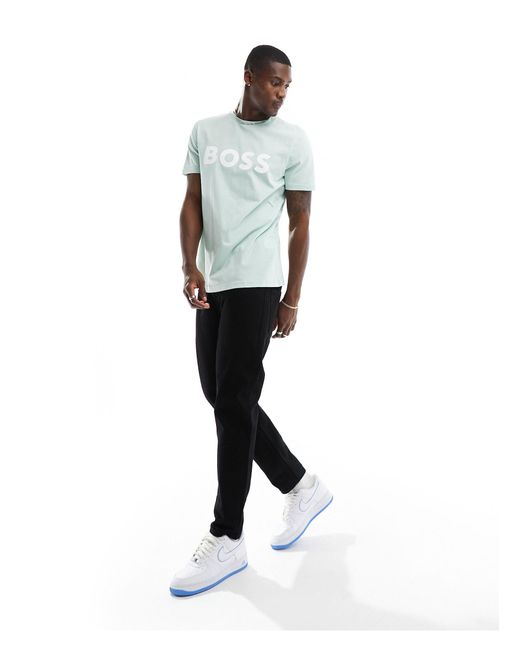 Thinking 1 - t-shirt acqua con logo di Boss in Multicolor da Uomo