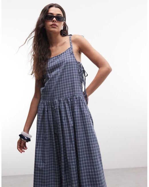 Collusion Blue Tie Side Asymmetric Maxi Dress
