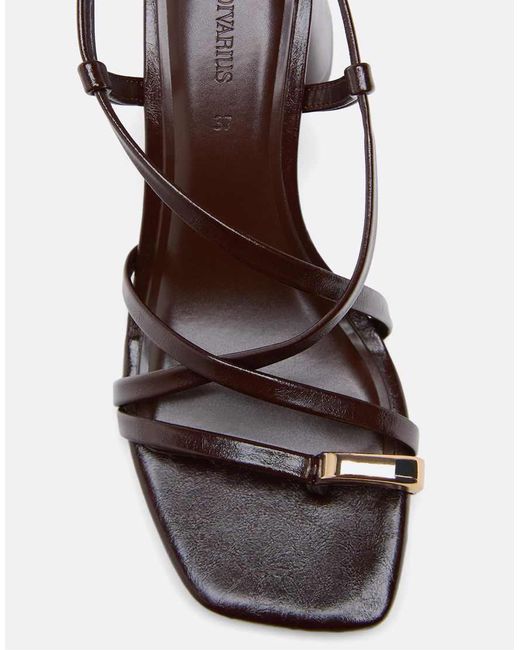 Stradivarius Brown Heeled Multi-strap Sandals With Detail
