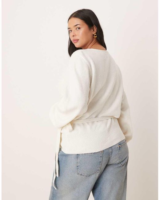 Cárdigan Cruzado De Punto De Asos Design Curve-Blanco ASOS de color White