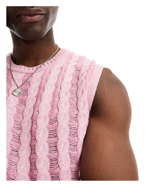 ASOS – gestrickter oversize-pullunder in Pink für Herren