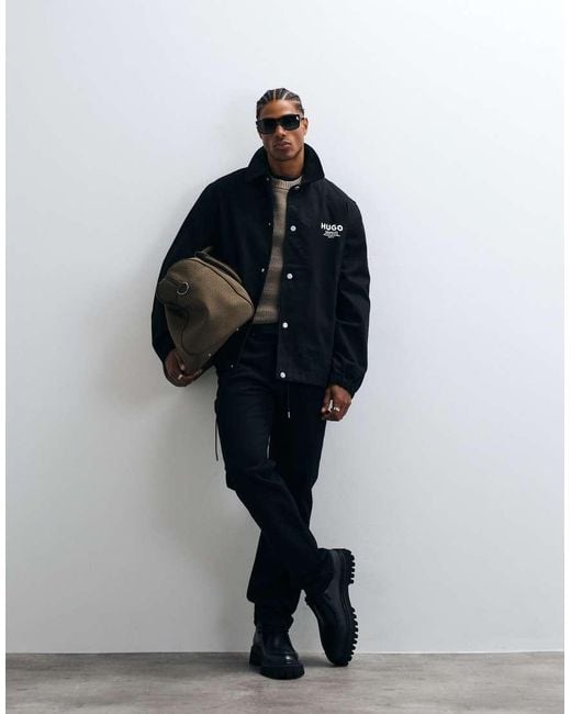 HUGO Black Biyo Heavyweight Cotton Windbreaker for men