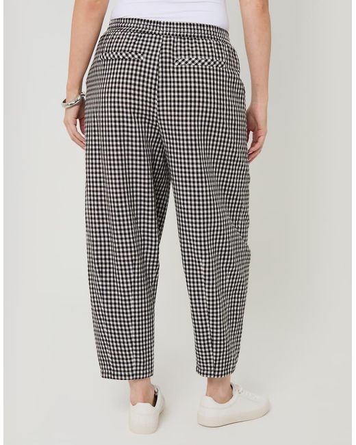 Threadbare Gray High Waisted Gingham Barrel Leg Trousers