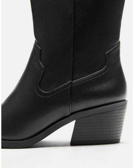 Pull&Bear Black Cowboy Boots