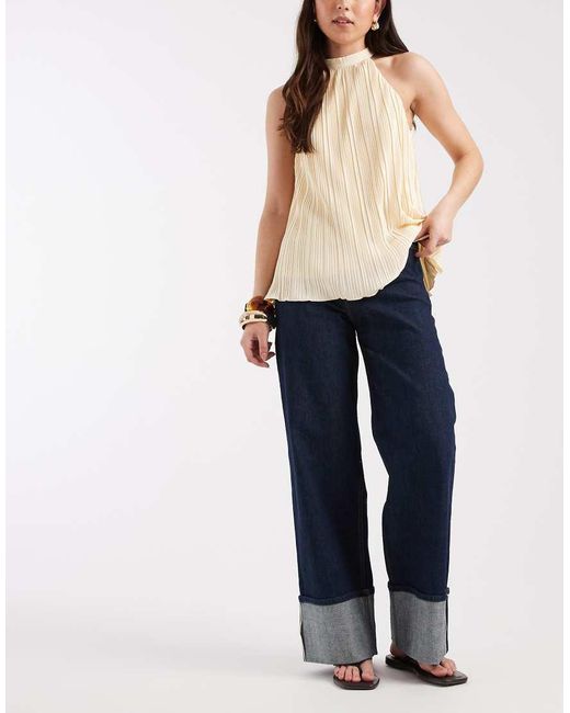 Lee Jeans Blue Stella High Rise Wide Leg Jeans With Fold Up