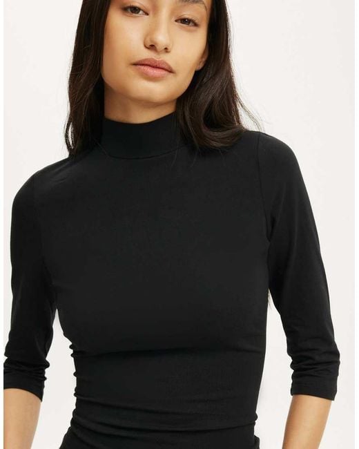Cotton On Blue 90S Mock Neck 3/4 Sleeve