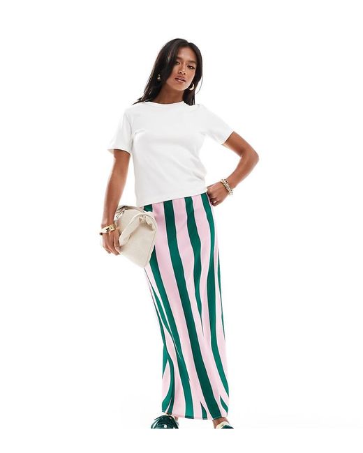 ASOS White Asos Design Petite Satin Maxi Bias Skirt