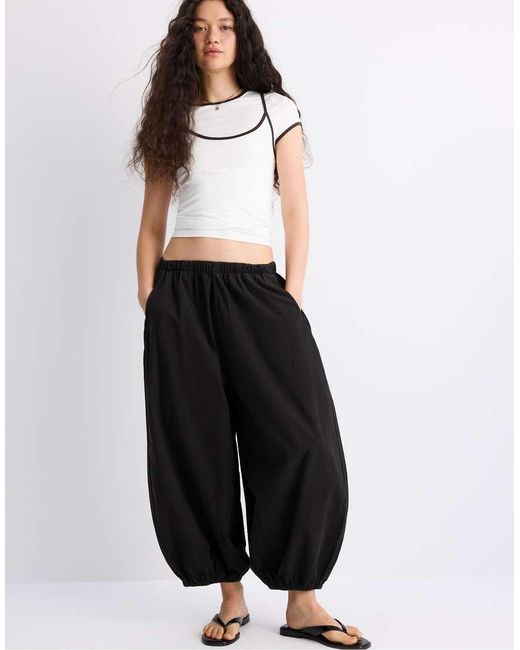 Stradivarius Black Poplin Bloomer Trousers