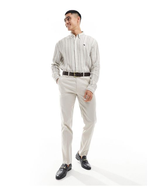 Camisa oxford a rayas grises y tostadas con logo Abercrombie & Fitch de hombre de color Gray