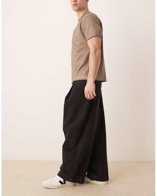 ASOS Oversized Baggy Jeans Met Geplooide Zakken in het Natural voor heren