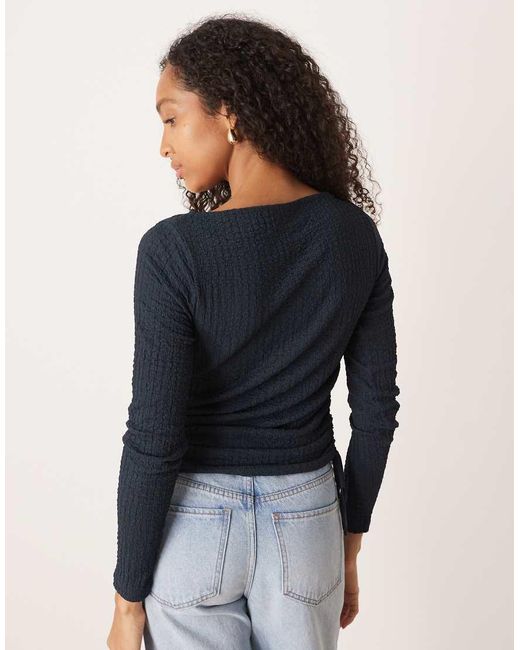 ASOS Blue Bubble Texture Long Sleeve Top