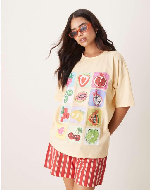 ASOS Yellow Oversized Tee With Fruit Graphic