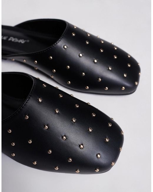 Public Desire Black Camille Studded Flat Mules