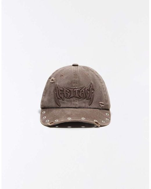 Bershka White Embroidered Eyelet Cap for men