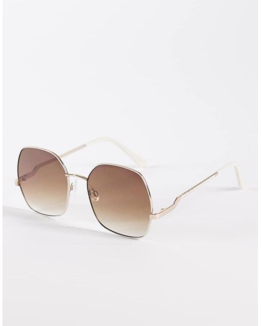 ALDO White Raquelle Oversized Metal Frame Sunglasses With Lenses
