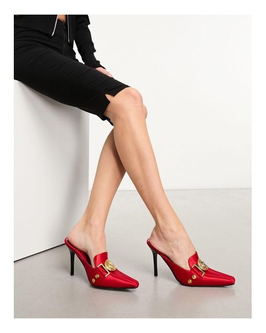 Jeffrey Campbell Red Liona Heeled Mule With Hardware