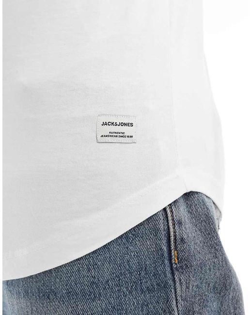 Jack & Jones Black 5 Pack Of Longline T-shirt With Curved Hem for men