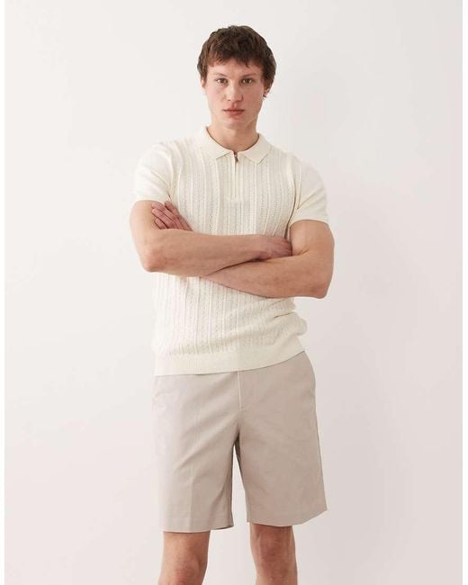 ASOS Natural Tailored Cotton Rich Regular Chino Shorts for men