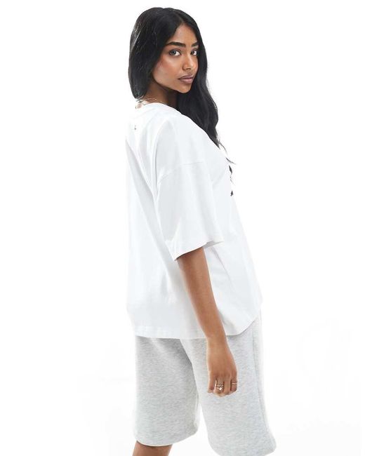 4th & Reckless White Cotton Washed Soleil Motif Oversized T-shirt
